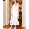 image:imageEkouaer Nightgowns for Women Long Sleeveless Night Gown Button Sleepshirt  Victorian NightdressButton SleepshirtSummer Sleep DressSoft Sleepwear Suitable for SleepLoungeDaily WearWhite Floral