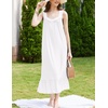 image:imageEkouaer Nightgowns for Women Long Sleeveless Night Gown Button Sleepshirt  Victorian NightdressButton SleepshirtSummer Sleep DressSoft Sleepwear Suitable for SleepLoungeDaily WearWhite