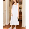 image:imageEkouaer Nightgowns for Women Long Sleeveless Night Gown Button Sleepshirt  Victorian NightdressButton SleepshirtSummer Sleep DressSoft Sleepwear Suitable for SleepLoungeDaily WearWhite