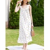 image:imageEkouaer Nightgowns for Women Long Sleeveless Night Gown Button Sleepshirt  Victorian NightdressButton SleepshirtSummer Sleep DressSoft Sleepwear Suitable for SleepLoungeDaily WearWhite Floral