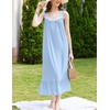 image:imageEkouaer Nightgowns for Women Long Sleeveless Night Gown Button Sleepshirt  Victorian NightdressButton SleepshirtSummer Sleep DressSoft Sleepwear Suitable for SleepLoungeDaily WearLight Blue