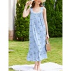 image:imageEkouaer Nightgowns for Women Long Sleeveless Night Gown Button Sleepshirt  Victorian NightdressButton SleepshirtSummer Sleep DressSoft Sleepwear Suitable for SleepLoungeDaily WearBlue Flowers