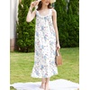 image:imageEkouaer Nightgowns for Women Long Sleeveless Night Gown Button Sleepshirt  Victorian NightdressButton SleepshirtSummer Sleep DressSoft Sleepwear Suitable for SleepLoungeDaily WearBlue Flower