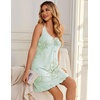 image:imageEkouaer Nightgowns for Women Sexy Sleep Shirts Sleeveless Sleep Dress  V Neck Night Shirts Pleated Nighties Tank Pajama Dress Soft Camisole Sleepwear for Home Daily Wear Date NightsGreen Floral