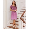 image:imageEkouaer Nightgowns for Women Short Sleeve Night Dress Printed Sleepwear  Crewneck Night Gown Ladies Sleep Shirts Soft Sleepwear Lightweight amp Casual Pajama Dress Cute PrintedPurple Vine