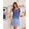 image:imageEkouaer Nightgowns for Women Short Sleeve Night Dress Printed Sleepwear  Crewneck Night Gown Ladies Sleep Shirts Soft Sleepwear Lightweight amp Casual Pajama Dress Cute PrintedDark Blue Vine