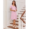 image:imageEkouaer Nightgowns for Women Short Sleeve Night Dress Printed Sleepwear  Crewneck Night Gown Ladies Sleep Shirts Soft Sleepwear Lightweight amp Casual Pajama Dress Cute PrintedPink Floral