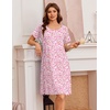 image:imageEkouaer Nightgowns for Women Short Sleeve Night Dress Printed Sleepwear  Crewneck Night Gown Ladies Sleep Shirts Soft Sleepwear Lightweight amp Casual Pajama Dress Cute PrintedPink Floral