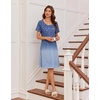image:imageEkouaer Nightgowns for Women Short Sleeve Night Dress Printed Sleepwear  Crewneck Night Gown Ladies Sleep Shirts Soft Sleepwear Lightweight amp Casual Pajama Dress Cute PrintedDark Blue Vine
