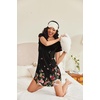 image:imageEkouaer Nightgowns for Women Short Sleeve Night Dress Printed Sleepwear  Crewneck Night Gown Ladies Sleep Shirts Soft Sleepwear Lightweight amp Casual Pajama Dress Cute PrintedBlack Flower