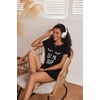 image:imageEkouaer Nightgowns for Women Short Sleeve Night Dress Printed Sleepwear  Crewneck Night Gown Ladies Sleep Shirts Soft Sleepwear Lightweight amp Casual Pajama Dress Cute PrintedBlack Sleep