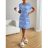 image:imageEkouaer Nightgowns for Women Short Sleeve Night Dress Printed Sleepwear  Crewneck Night Gown Ladies Sleep Shirts Soft Sleepwear Lightweight amp Casual Pajama Dress Cute PrintedBlue Moon