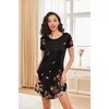 image:imageEkouaer Nightgowns for Women Short Sleeve Night Dress Printed Sleepwear  Crewneck Night Gown Ladies Sleep Shirts Soft Sleepwear Lightweight amp Casual Pajama Dress Cute PrintedBlack Flower