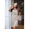 image:imageEkouaer Nightgowns for Women Short Sleeve Night Dress Printed Sleepwear  Crewneck Night Gown Ladies Sleep Shirts Soft Sleepwear Lightweight amp Casual Pajama Dress Cute PrintedBblackwake Me Up Later