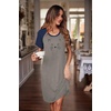 image:imageEkouaer Nightgowns for Women Short Sleeve Night Dress Printed Sleepwear  Crewneck Night Gown Ladies Sleep Shirts Soft Sleepwear Lightweight amp Casual Pajama Dress Cute Printed01 Navy Blue