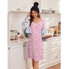 image:imageEkouaer Nightgowns for Women Short Sleeve Night Dress Printed Sleepwear  Crewneck Night Gown Ladies Sleep Shirts Soft Sleepwear Lightweight amp Casual Pajama Dress Cute PrintedPink Floral