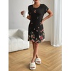 image:imageEkouaer Nightgowns for Women Short Sleeve Night Dress Printed Sleepwear  Crewneck Night Gown Ladies Sleep Shirts Soft Sleepwear Lightweight amp Casual Pajama Dress Cute PrintedBlack Flower