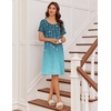 image:imageEkouaer Nightgowns for Women Short Sleeve Night Dress Printed Sleepwear  Crewneck Night Gown Ladies Sleep Shirts Soft Sleepwear Lightweight amp Casual Pajama Dress Cute PrintedCyan Vine