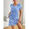 image:imageEkouaer Nightgowns for Women Short Sleeve Night Dress Printed Sleepwear  Crewneck Night Gown Ladies Sleep Shirts Soft Sleepwear Lightweight amp Casual Pajama Dress Cute PrintedBlue Moon