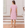 image:imageEkouaer Nightgowns for Women Short Sleeve Night Dress Printed Sleepwear  Crewneck Night Gown Ladies Sleep Shirts Soft Sleepwear Lightweight amp Casual Pajama Dress Cute PrintedPink Floral