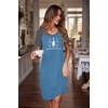 image:imageEkouaer Nightgowns for Women Short Sleeve Night Dress Printed Sleepwear  Crewneck Night Gown Ladies Sleep Shirts Soft Sleepwear Lightweight amp Casual Pajama Dress Cute PrintedAlake Bluecat