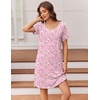 image:imageEkouaer Nightgowns for Women Short Sleeve Night Dress Printed Sleepwear  Crewneck Night Gown Ladies Sleep Shirts Soft Sleepwear Lightweight amp Casual Pajama Dress Cute PrintedPink Floral