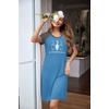 image:imageEkouaer Nightgowns for Women Short Sleeve Night Dress Printed Sleepwear  Crewneck Night Gown Ladies Sleep Shirts Soft Sleepwear Lightweight amp Casual Pajama Dress Cute PrintedAlake Bluecat