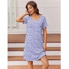 image:imageEkouaer Nightgowns for Women Short Sleeve Night Dress Printed Sleepwear  Crewneck Night Gown Ladies Sleep Shirts Soft Sleepwear Lightweight amp Casual Pajama Dress Cute PrintedPurple Point