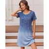 image:imageEkouaer Nightgowns for Women Short Sleeve Night Dress Printed Sleepwear  Crewneck Night Gown Ladies Sleep Shirts Soft Sleepwear Lightweight amp Casual Pajama Dress Cute PrintedDark Blue Vine