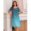 image:imageEkouaer Nightgowns for Women Short Sleeve Night Dress Printed Sleepwear  Crewneck Night Gown Ladies Sleep Shirts Soft Sleepwear Lightweight amp Casual Pajama Dress Cute PrintedCyan Vine