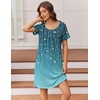 image:imageEkouaer Nightgowns for Women Short Sleeve Night Dress Printed Sleepwear  Crewneck Night Gown Ladies Sleep Shirts Soft Sleepwear Lightweight amp Casual Pajama Dress Cute PrintedCyan Vine