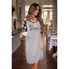 image:imageEkouaer Nightgowns for Women Short Sleeve Night Dress Printed Sleepwear  Crewneck Night Gown Ladies Sleep Shirts Soft Sleepwear Lightweight amp Casual Pajama Dress Cute PrintedBgrey
