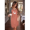 image:imageEkouaer Nightgowns for Women Short Sleeve Night Dress Printed Sleepwear  Crewneck Night Gown Ladies Sleep Shirts Soft Sleepwear Lightweight amp Casual Pajama Dress Cute PrintedPinkmoon