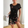 image:imageEkouaer Nightgowns for Women Short Sleeve Night Dress Printed Sleepwear  Crewneck Night Gown Ladies Sleep Shirts Soft Sleepwear Lightweight amp Casual Pajama Dress Cute PrintedBlack Flower