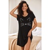 image:imageEkouaer Nightgowns for Women Short Sleeve Night Dress Printed Sleepwear  Crewneck Night Gown Ladies Sleep Shirts Soft Sleepwear Lightweight amp Casual Pajama Dress Cute PrintedBlack Cat