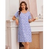 image:imageEkouaer Nightgowns for Women Short Sleeve Night Dress Printed Sleepwear  Crewneck Night Gown Ladies Sleep Shirts Soft Sleepwear Lightweight amp Casual Pajama Dress Cute PrintedPurple Point