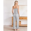 image:imageEkouaer Womens Cami Pajamas Set Y2K 2 Piece Lace Trim PJs Set Sleepwear  Buttery SoftLoungewearAdjustable Spaghetti StrapsSide PocketsTrendy Cami SleepwearLoungingVacationXS2XLStripe Grey White