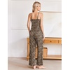 image:imageEkouaer Womens Cami Pajamas Set Y2K 2 Piece Lace Trim PJs Set Sleepwear  Buttery SoftLoungewearAdjustable Spaghetti StrapsSide PocketsTrendy Cami SleepwearLoungingVacationXS2XLBrown Leopard