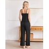 image:imageEkouaer Womens Cami Pajamas Set Y2K 2 Piece Lace Trim PJs Set Sleepwear  Buttery SoftLoungewearAdjustable Spaghetti StrapsSide PocketsTrendy Cami SleepwearLoungingVacationXS2XLBlack