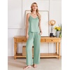 image:imageEkouaer Womens Cami Pajamas Set Y2K 2 Piece Lace Trim PJs Set Sleepwear  Buttery SoftLoungewearAdjustable Spaghetti StrapsSide PocketsTrendy Cami SleepwearLoungingVacationXS2XLGreen