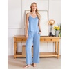 image:imageEkouaer Womens Cami Pajamas Set Y2K 2 Piece Lace Trim PJs Set Sleepwear  Buttery SoftLoungewearAdjustable Spaghetti StrapsSide PocketsTrendy Cami SleepwearLoungingVacationXS2XLLight Blue