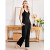 image:imageEkouaer Womens Cami Pajamas Set Y2K 2 Piece Lace Trim PJs Set Sleepwear  Buttery SoftLoungewearAdjustable Spaghetti StrapsSide PocketsTrendy Cami SleepwearLoungingVacationXS2XLBlack