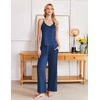 image:imageEkouaer Womens Cami Pajamas Set Y2K 2 Piece Lace Trim PJs Set Sleepwear  Buttery SoftLoungewearAdjustable Spaghetti StrapsSide PocketsTrendy Cami SleepwearLoungingVacationXS2XLNavy Blue