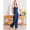 image:imageEkouaer Womens Cami Pajamas Set Y2K 2 Piece Lace Trim PJs Set Sleepwear  Buttery SoftLoungewearAdjustable Spaghetti StrapsSide PocketsTrendy Cami SleepwearLoungingVacationXS2XLNavy Blue