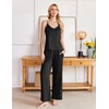 image:imageEkouaer Womens Cami Pajamas Set Y2K 2 Piece Lace Trim PJs Set Sleepwear  Buttery SoftLoungewearAdjustable Spaghetti StrapsSide PocketsTrendy Cami SleepwearLoungingVacationXS2XLBlack