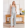 image:imageEkouaer Womens Cami Pajamas Set Y2K 2 Piece Lace Trim PJs Set Sleepwear  Buttery SoftLoungewearAdjustable Spaghetti StrapsSide PocketsTrendy Cami SleepwearLoungingVacationXS2XLStripe Grey White