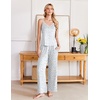 image:imageEkouaer Womens Cami Pajamas Set Y2K 2 Piece Lace Trim PJs Set Sleepwear  Buttery SoftLoungewearAdjustable Spaghetti StrapsSide PocketsTrendy Cami SleepwearLoungingVacationXS2XLFlowers White