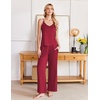 image:imageEkouaer Womens Cami Pajamas Set Y2K 2 Piece Lace Trim PJs Set Sleepwear  Buttery SoftLoungewearAdjustable Spaghetti StrapsSide PocketsTrendy Cami SleepwearLoungingVacationXS2XLDeep Red