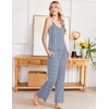 image:imageEkouaer Womens Cami Pajamas Set Y2K 2 Piece Lace Trim PJs Set Sleepwear  Buttery SoftLoungewearAdjustable Spaghetti StrapsSide PocketsTrendy Cami SleepwearLoungingVacationXS2XLStripe Blue White