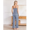 image:imageEkouaer Womens Cami Pajamas Set Y2K 2 Piece Lace Trim PJs Set Sleepwear  Buttery SoftLoungewearAdjustable Spaghetti StrapsSide PocketsTrendy Cami SleepwearLoungingVacationXS2XLStripe Blue White